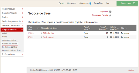 BCN-Netbanking - Recherche ordres